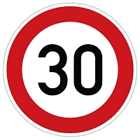 Označení nejvyšší povolené rychlosti – 30 km, samolepicí fólie, Ø 450 mm